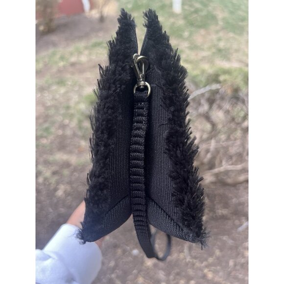 Rothy's convertible shoulder clutch blue black fringe bow bag coquette - Picture 6 of 16